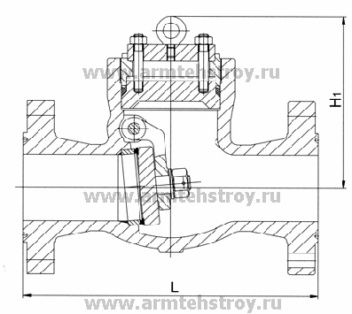 Чертеж Клапан обратный поворотный АТС-ОФЛ-М (тип 19с53нж, 19лс53нж, 19нж53нж)